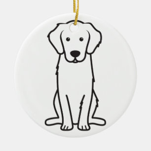 Guld- Retrieverhundtecknad Julgransprydnad Keramik
