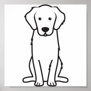 Guld- Retrieverhundtecknad Poster