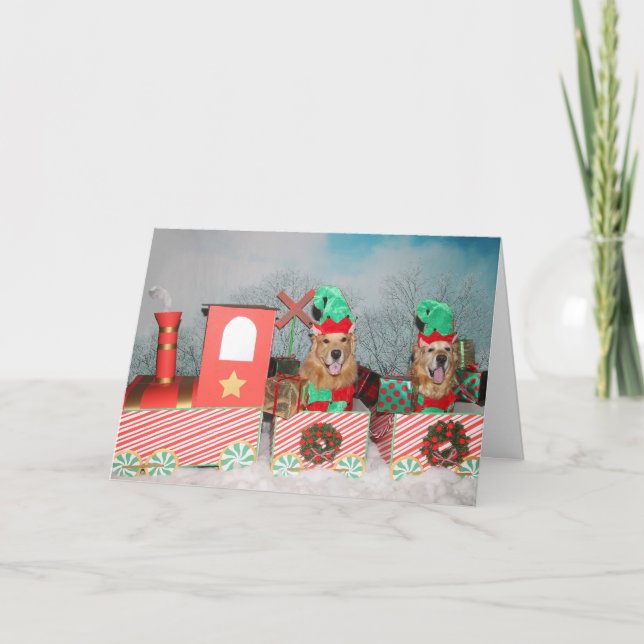 Guld- Retrieverjultåg Helgkort (Framsida)