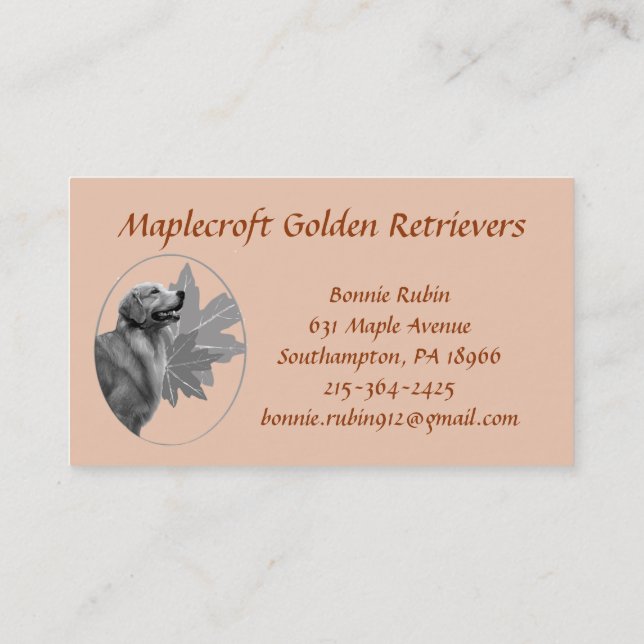Guld- RetrieverMaplecroft EMAILBusiness kort (Baksida)