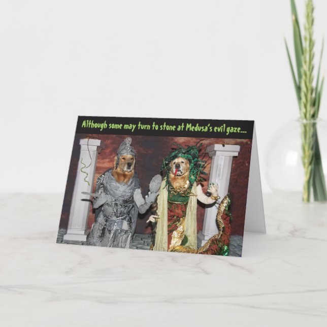 Guld- RetrieverMedusa Halloween Kort (Framsida)