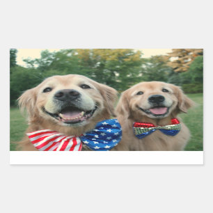 Guld- Retrievers i flugaindependence day Rektangulärt Klistermärke