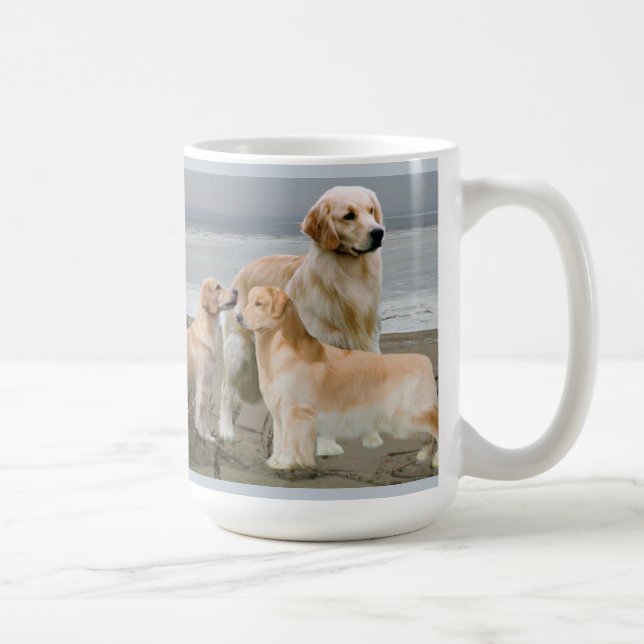 Guld- Retrievers på strandmuggen Kaffemugg (Höger)