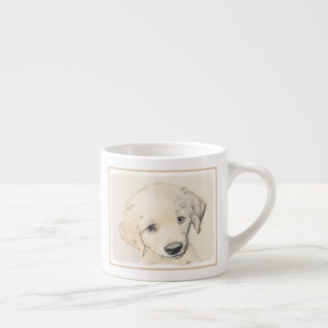 Guld- Retrievervalpmålning - original- hundkonst Espressomugg (Höger)