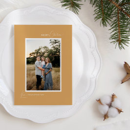 Guld Retro Boho Minimalist Brev och Photo Julkort