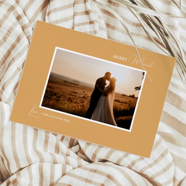 Guld Retro Boho Minimalist Glad Glift Foto Julkort (Skapare uppladdad)