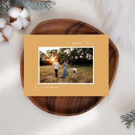 Guld Retro Boho-minimalistfoto och Brev Julkort