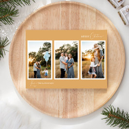 Guld Retro Boho minimalistisk fem fotokollage Julkort