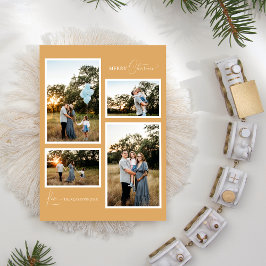 Guld Retro Boho minimalistisk fyra fotokollage Julkort