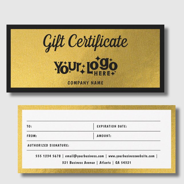 Guld Retro Business Logotyp Gift-certifikatkupong (Gold Retro Business Logo Gift Certificate Voucher)