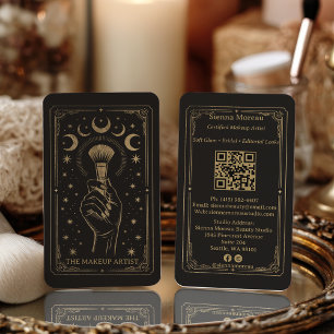 Guld Retro Celestial Tarot Smink QR-kod Visitkort