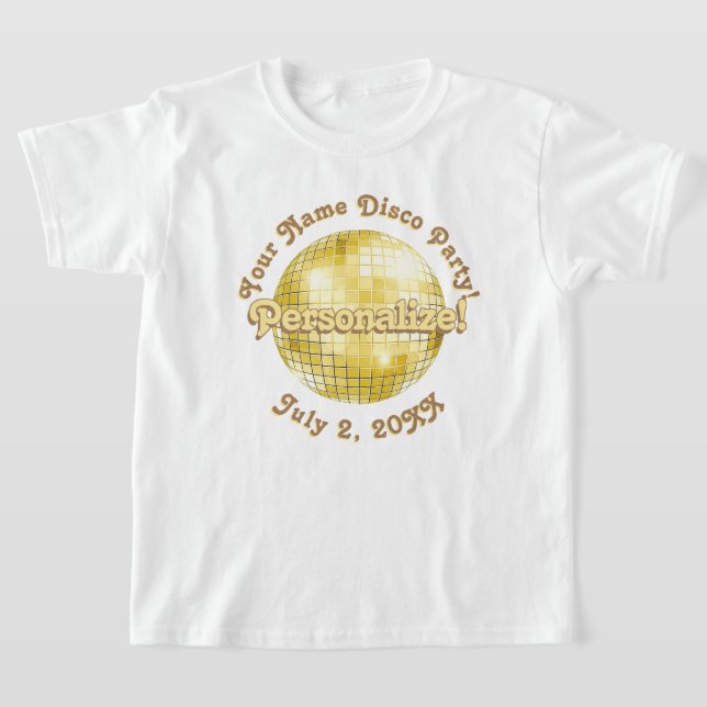 Guld Retro Disco Boll PERSONLIG T-Shirt (Laydown)