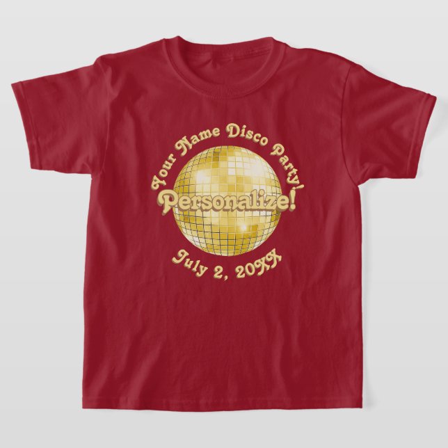 Guld Retro Disco Boll PERSONLIG T-Shirt (Laydown)