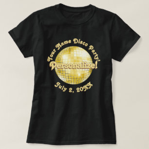 Guld Retro Diskokula PERSONALISERAD T-Shirt