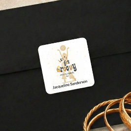 Guld Retro Let's Get Groovy 60-årsdag Fyrkantigt Klistermärke