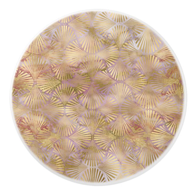 GULD RETRO MARBLE FLÄKT ANPASSNINGSBAR KNOPP (Framsidan)