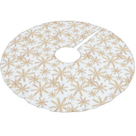 Guld Retro Snowflake Mönster Julgransmatta Borstad Polyester
