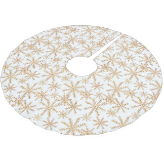 Guld Retro Snowflake Mönster Julgransmatta Borstad Polyester