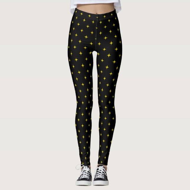 Guld Retro Stars Leggings (Framsida)