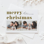 Guld Retro Typography God jul 2 Photo Helg Vykort<br><div class="desc">God jul! Skicka dina julhälsningar till familj och vänner med det här anpassadet. Den har återformig fet typografi. Anpassa genom att lägga till information. Det här röda julkortet finns på andra bilar. Matchande objekt är tillgängliga.</div>