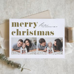 Guld Retro Typography God jul 2 Photo Helgkort<br><div class="desc">God jul! Skicka dina julhälsningar till familj och vänner med det här anpassadet. Den har återformig fet typografi. Anpassa genom att lägga till information. Julkortet finns i anpassningsbar på andra kartonger. Matchande objekt är tillgängliga.</div>