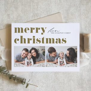 Guld Retro Typography God jul 2 Photo Helgkort