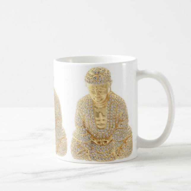 Guld Rhinestone Buddha Kaffe Te Kaffemugg (Höger)
