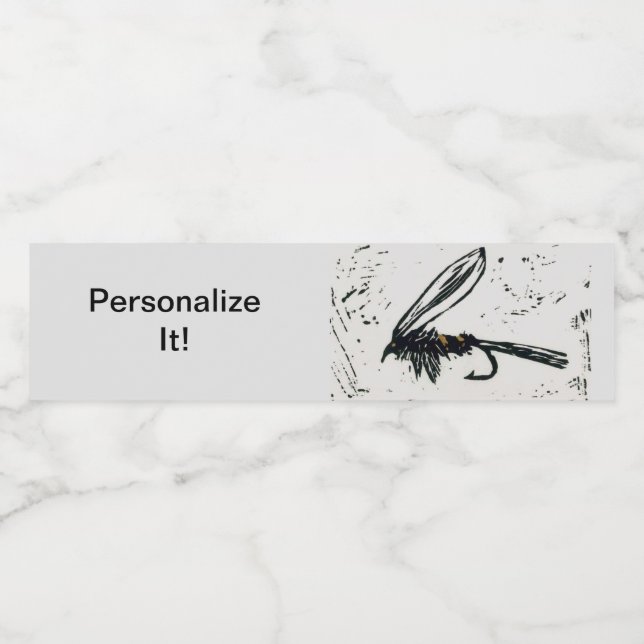 "Guld Ribbed Hare's Ear "fly tying flygfiske art" Vattenflaskor Etikett (Singel etikett)