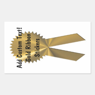 Guld Ribbon Anpassningsbar Sälar och fästdon Rektangulärt Klistermärke