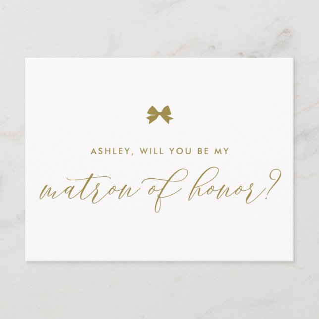 Guld Ribbon Bow kommer du att bli min hedersbetyge Vykort (Framsida)