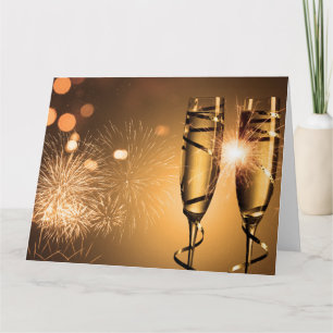 Guld Ribbon Champagne Glass Kort