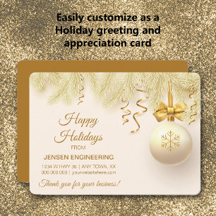 Guld Ribbon Corporate Tack Helgdag Card Julkort