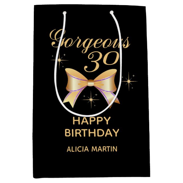 Guld Ribbon Girl Gorgous 30 Black Grattis på födel (Framsidan)