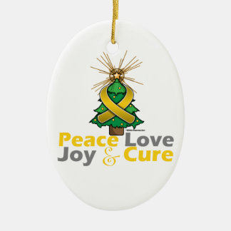 Guld Ribbon-julen Peace Kärlek, Joy & Cure Julgransprydnad Keramik