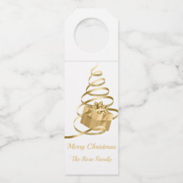Guld Ribbon Julklapp Flaska Hanger-Märkre