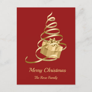 Guld Ribbon Julklapp Helgdag vykort