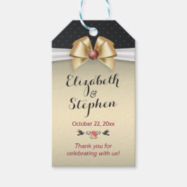 Guld Ribbon Red Diamond Bröllop Tack Gift Märkre Presentetikett