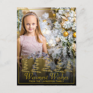 Guld Ribbon Stylized Julgranar Photo Helgdag Vykort