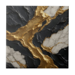 Guld Rift Elegans – Marmor & Svart Lyx Kakelplatta