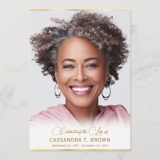 Guld Rim Photo Funeral Program (Framsida)