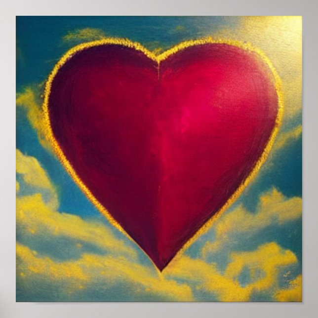 Guld Rimmed Red Heart Poster (Framsidan)