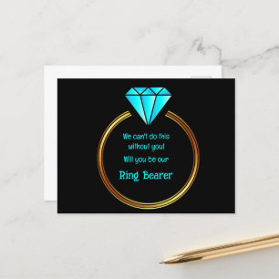 Guld Ring mot en svart bakgrund Meddelande Vykort