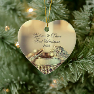 Guld Ringar 1:a Eleganten Namn i första jul Julgransprydnad Keramik