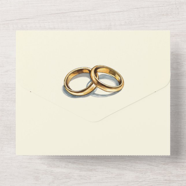 Guld ringar bröllopsinbjudan och OSA (Back)