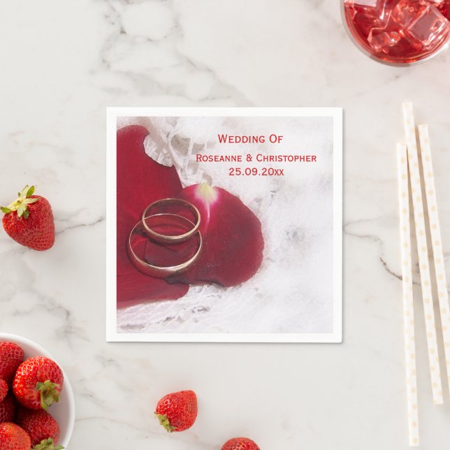 Guld Ringar Ro Petals Bröllop Pappersservett (Insitu)