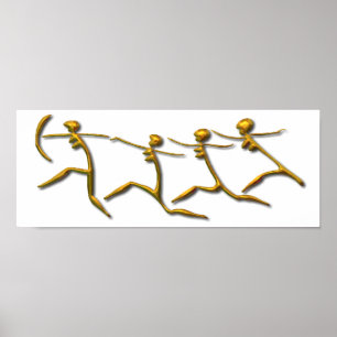 Guld- rinnande kvinnor poster