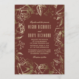 Guld Ro - Burgundy Marsala Fall Wedding Inbjudningar