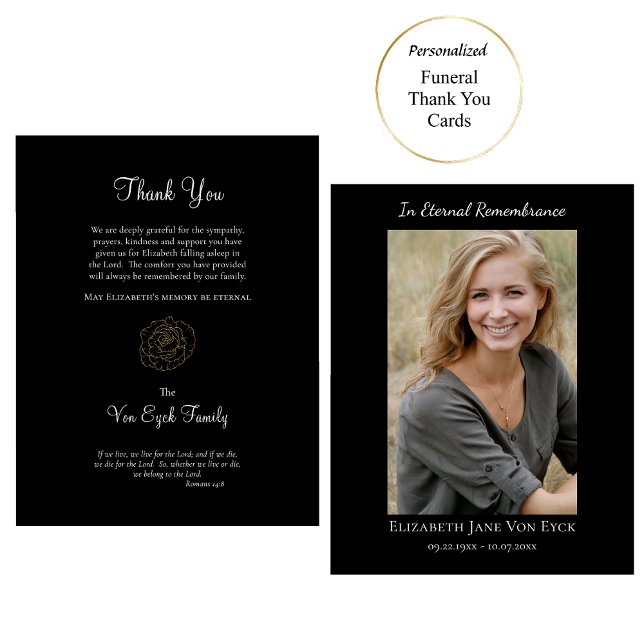 Guld Ro Elegant Fotoortodoxt Memorial Tack Kort (Skapare uppladdad)