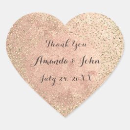 Guld Ro Glitter sparar datumet Tack Namn Hjärtformat Klistermärke