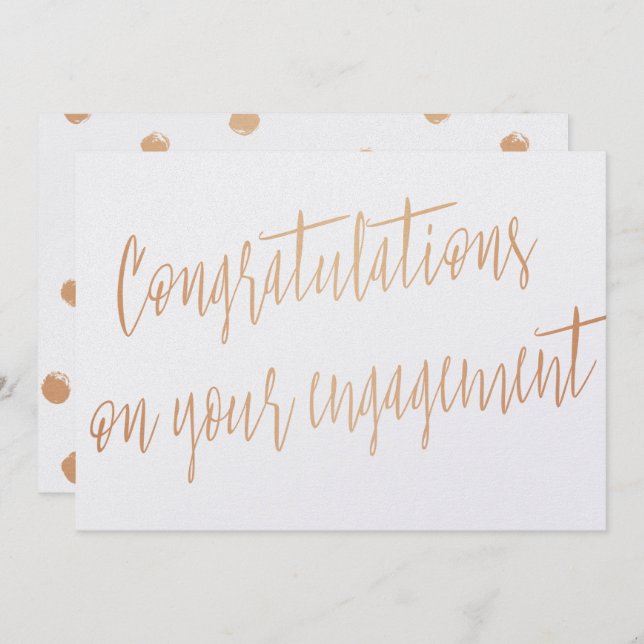 Guld ro "Grattisar på förlovningen" Inbjudningar (Fram/baksida)